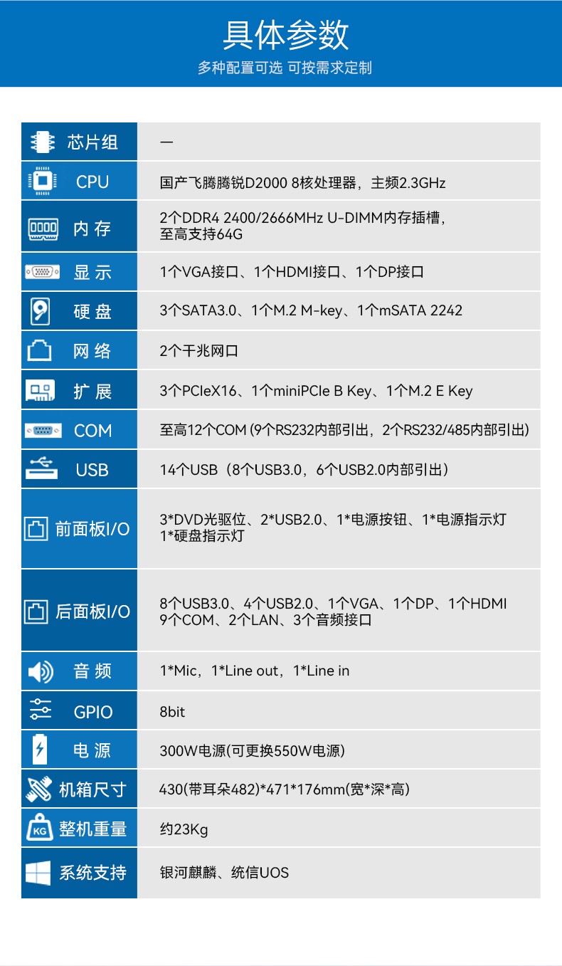 國(guó)產(chǎn)4U工控機(jī),飛騰D2000處理器工業(yè)控制電腦,DT-610X-TD2KMB.jpg